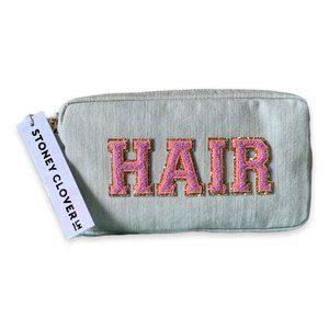 Stoney Clover Lane Small Denim Pouch with HAIR patches NWT